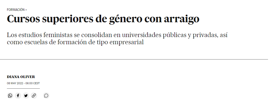 Estudios de Género en España. Noticia en El País